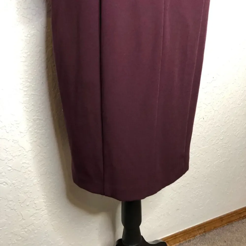 WHBM wine maroon purple bell sleeve midi sheath dress size 6